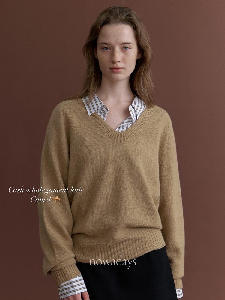 나우어데이즈 forest 포레스트 캐시미어 홀가먼트 니트 긴팔 브이넥 데일리 베이직 nt (5col)