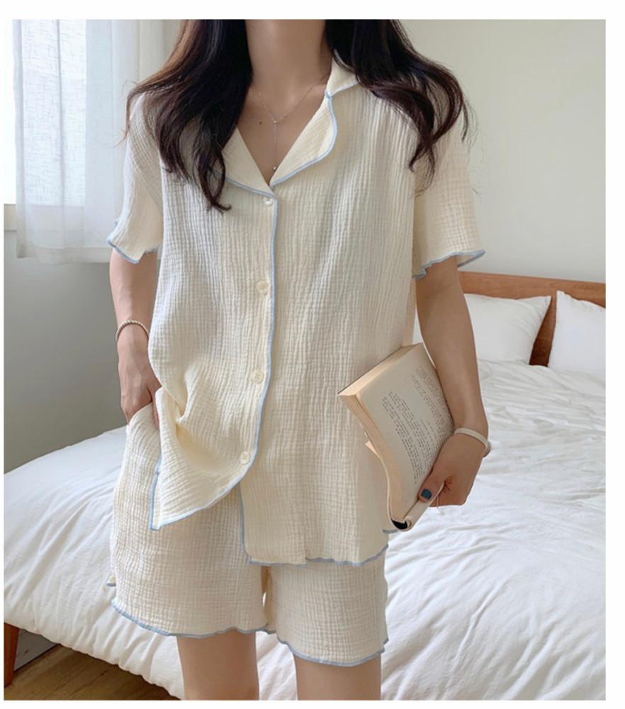 퓨어 화이트 요루면 파자마 여름잠옷 홈웨어 상하세트