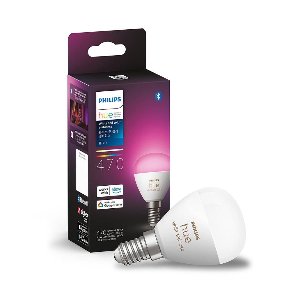필립스 휴 화이트&컬러 앰비언스 러스터 E14 스마트 소형 전구 : 필립스 휴 브랜드스토어