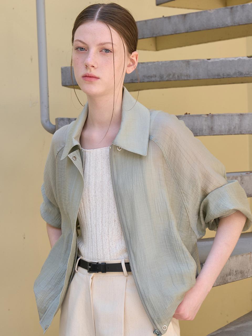 시스루 레인 자켓 페일그린 amr2116