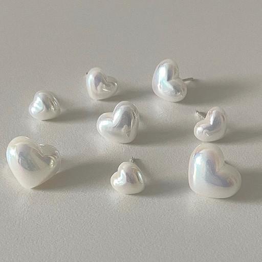 [당일 발송] 925 실버 ﻿밀크 하트 펄 진주 귀걸이