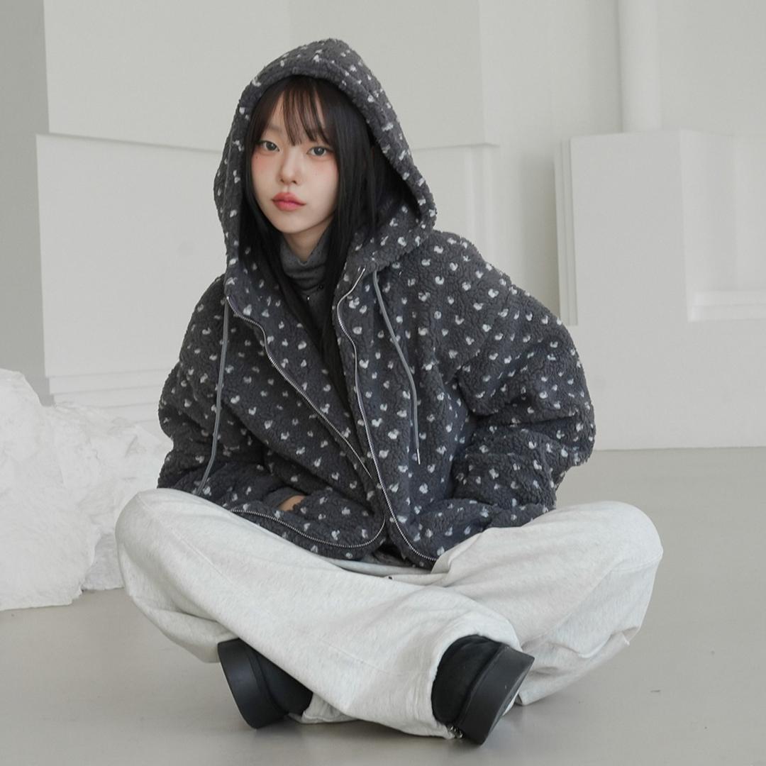 렐리 도트 덤블 후드점퍼