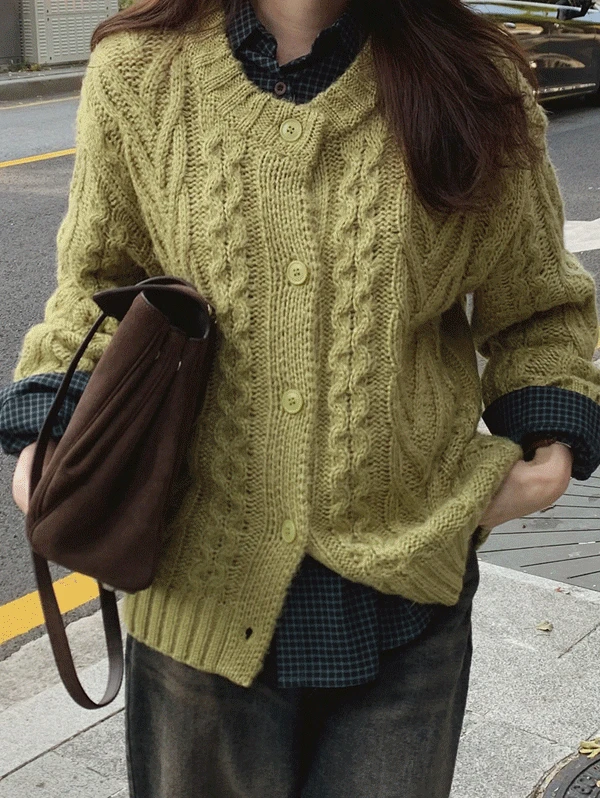 [오늘드림🚚] #SLOWMADE. 마스 피셔맨 케이블가디건 - 3 color