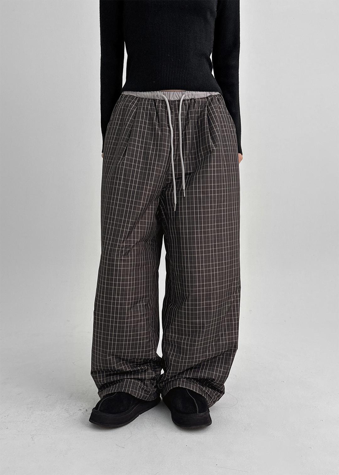 [MADE] 아르하 체크 패딩 밴딩팬츠