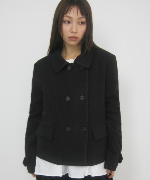 싱글 카라 더블 버튼 미니멀 클래식 크롭 코트 자켓 _2COLOR