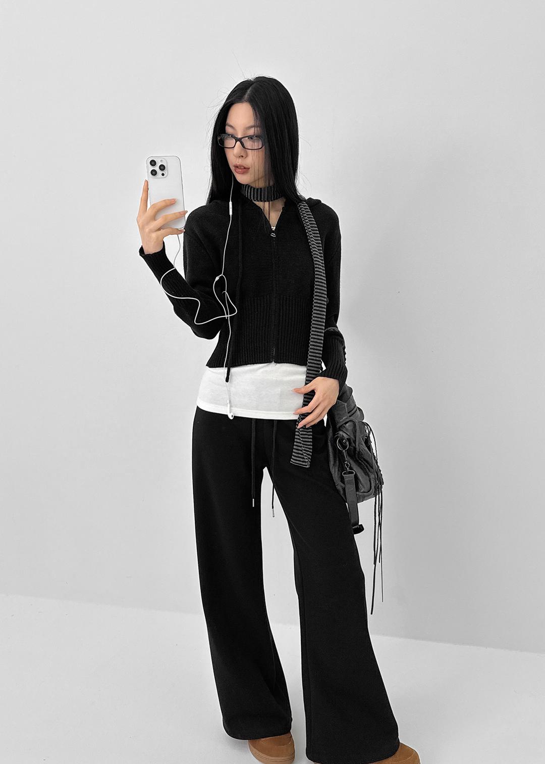 블랙업 [MADE] 제이티 밍크 로우 스트레이트 밴딩팬츠