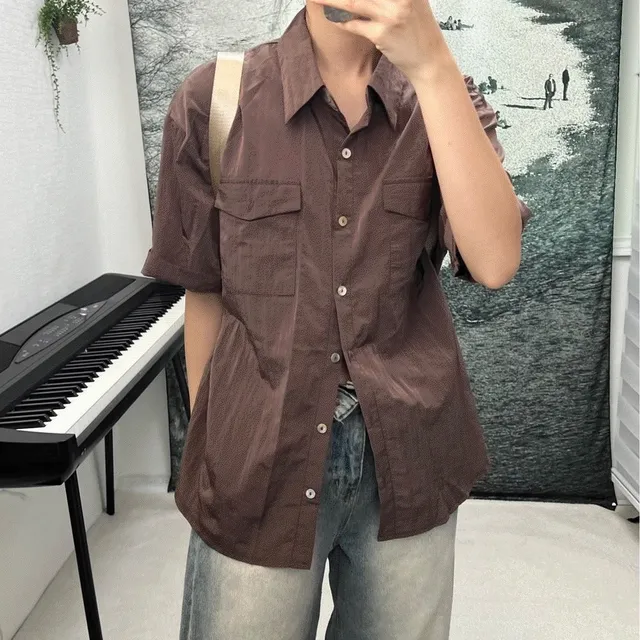 ✨인기폭발✨자개단추 포켓셔츠 3color