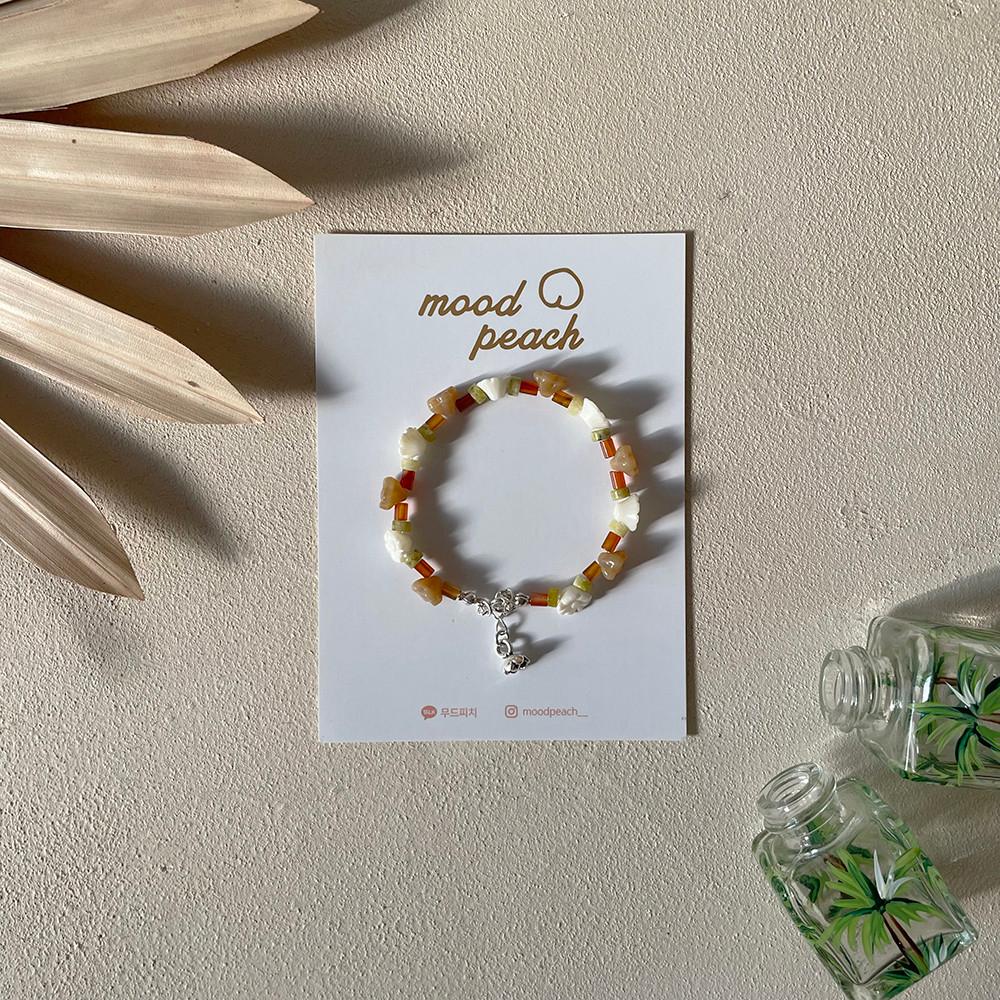 [무드피치] 여름 휴양지,체코비즈 산호 천연석 원석 믹스 팔찌