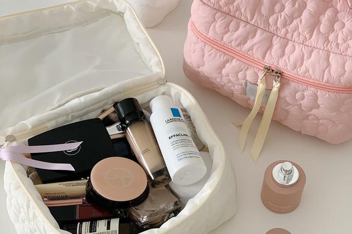 베이직 퀼팅 대용량 파우치 여행용 화장품 정리함 5colors