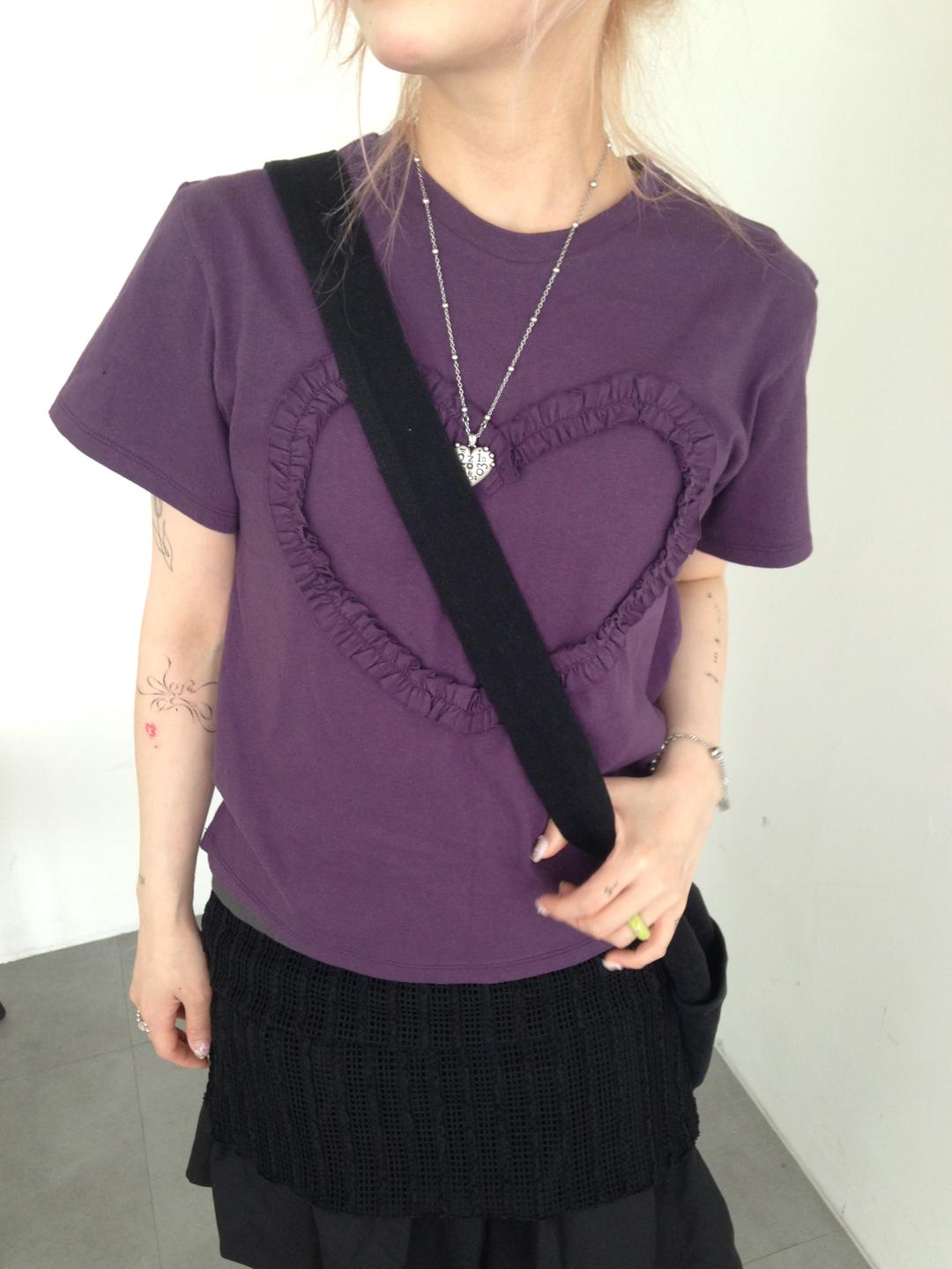 프릴 하트티 4col