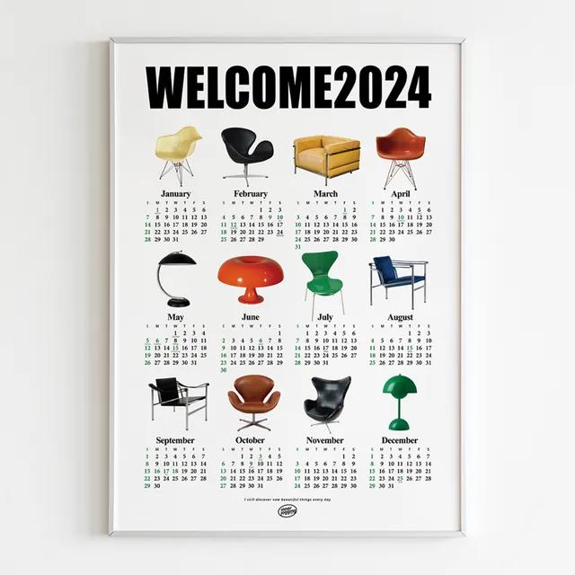 미드센츄리🎁2024년🗓인테리어 포스터 액자 캘린더 달력 벽장식 벽꾸미기