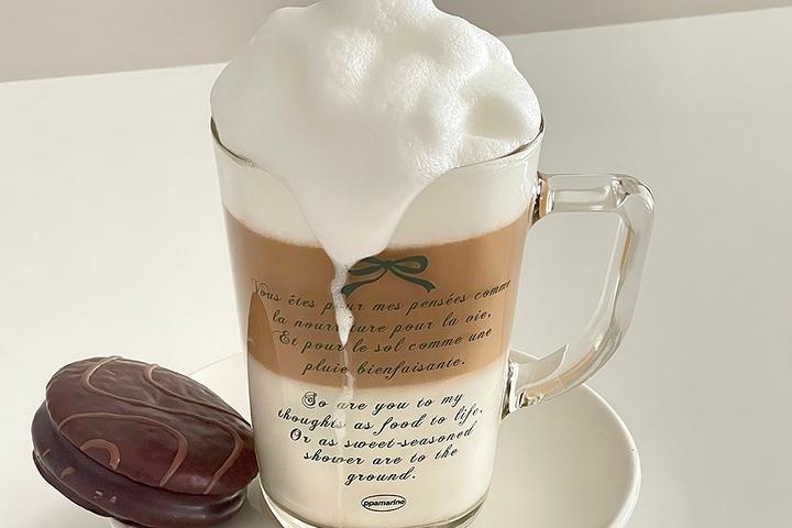 빠마린 그린 리본 내열 글라스 머그컵 360ml