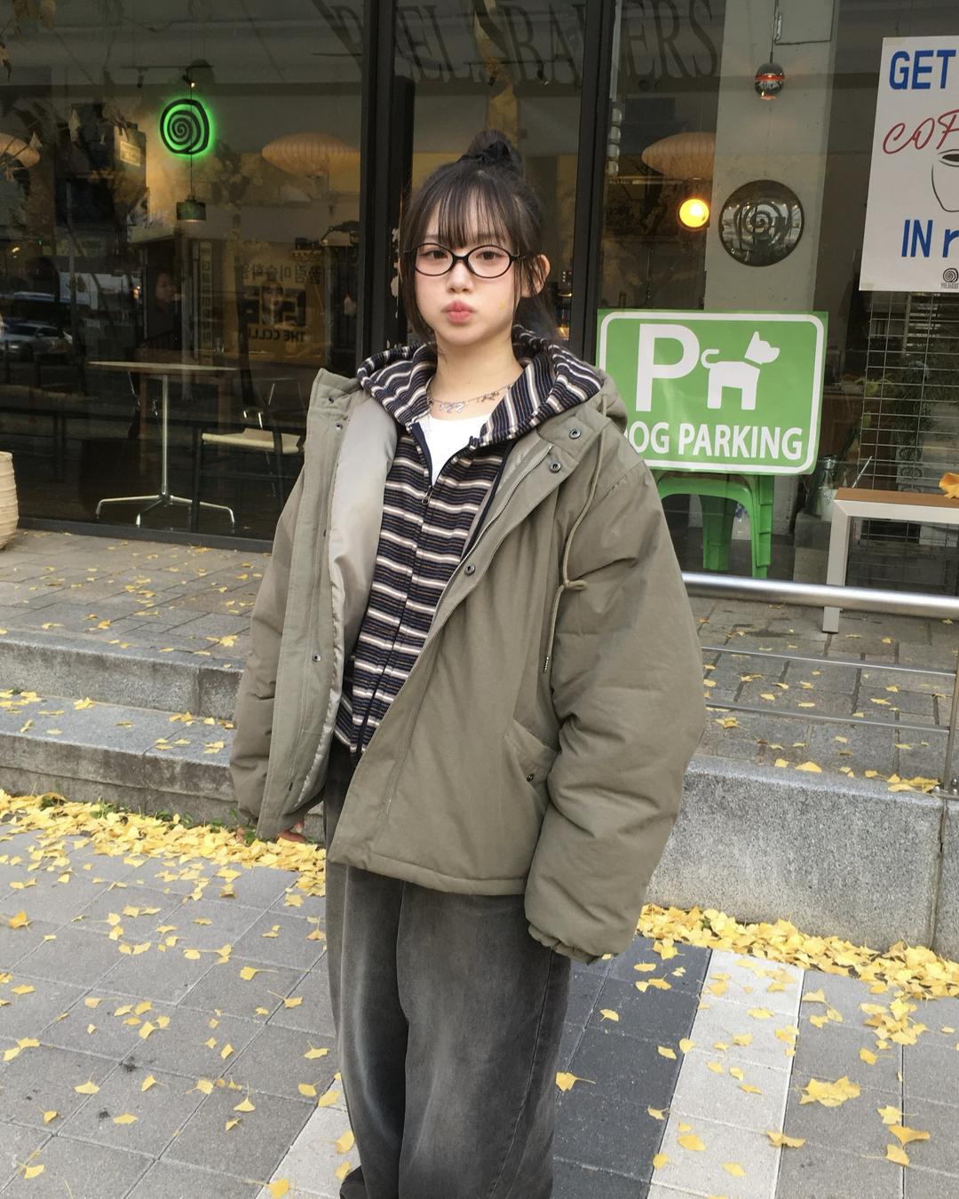 모밋 빈티지 후드 야상 패딩 (2C)