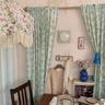 cream blue stripe floral fabric