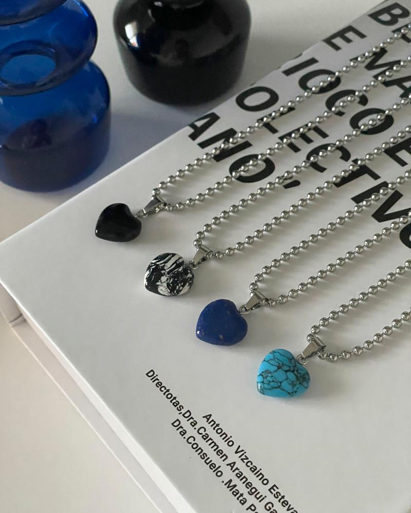 [ONLY어뮤즈링] 4type 크랙 하트 핸드메이드 군용 볼 실버 체인 목걸이