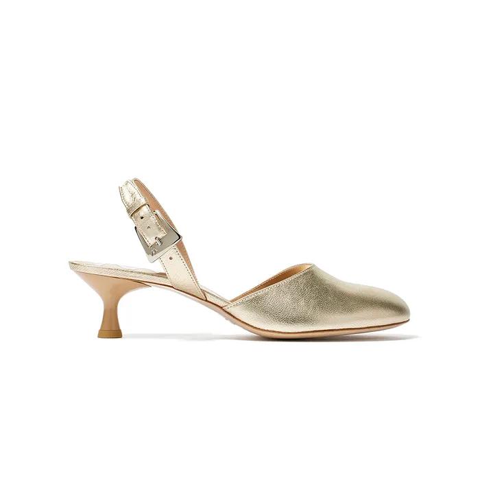 BUN SLINGBACK HEELS, CHAMPAGNE GOLD