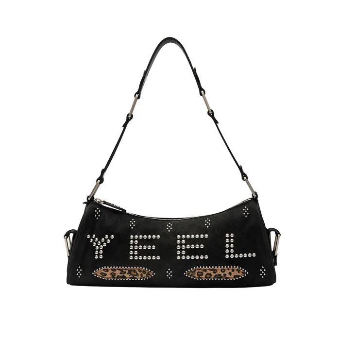 YEEL STUDDED SHOULDER BAG BLACK