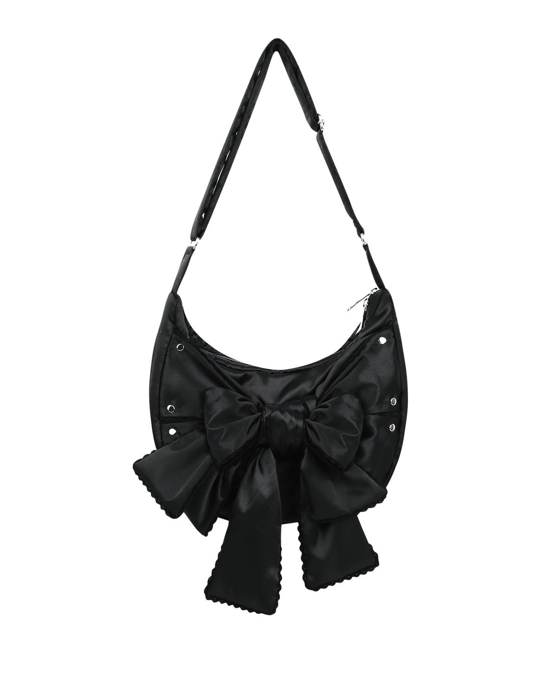 Laced Ribbon Shoulder Bag (Black)