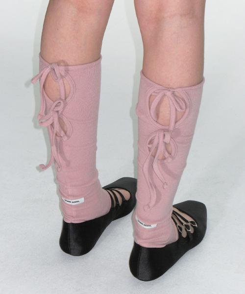 니트 리본 레그워머_핑크