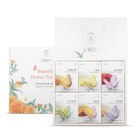 꽃을담다 나비티백 6종세트, 꽃차 6종, 1세트 - 허브티/꽃차 선물세트 | 쿠팡