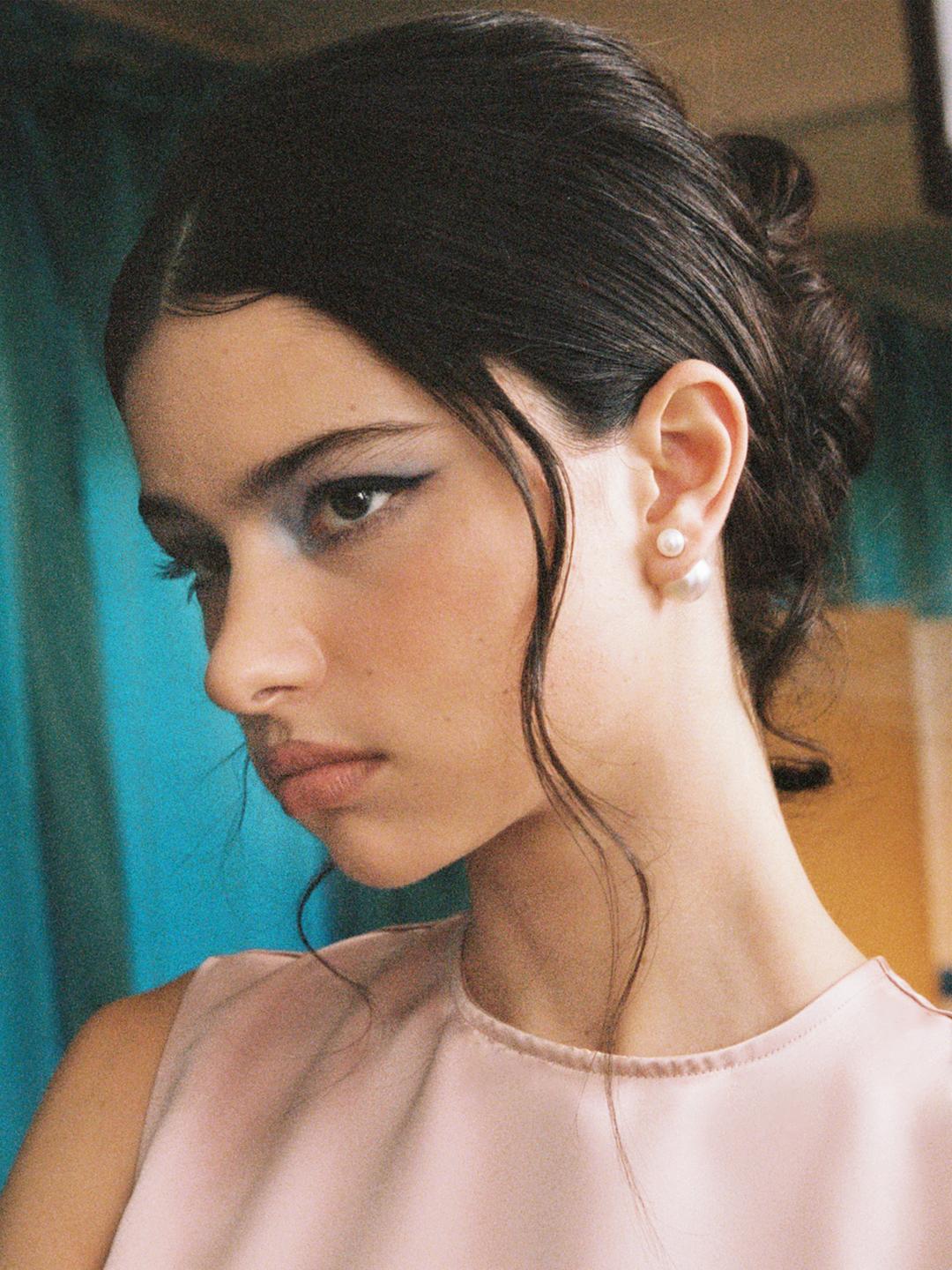 Designed Faux Pearl Stud Earrings