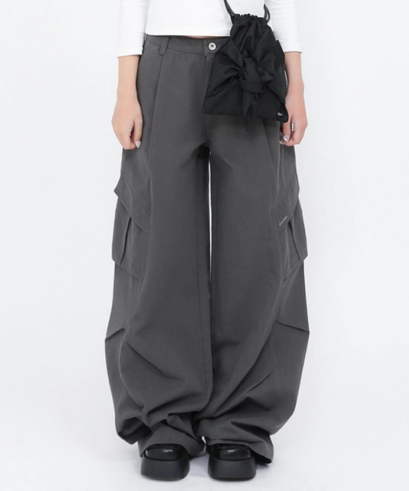 MISEKI SEOUL - Pocket pintuck wide pants CHARCOAL