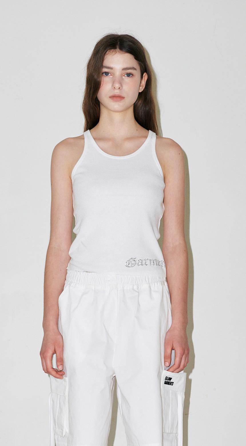 COLOR RHINESTONE TANK TOP - WHITE