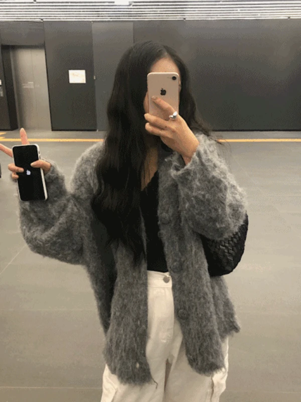 [주문폭주/추천] 브러쉬 퍼 가디건 (3col)