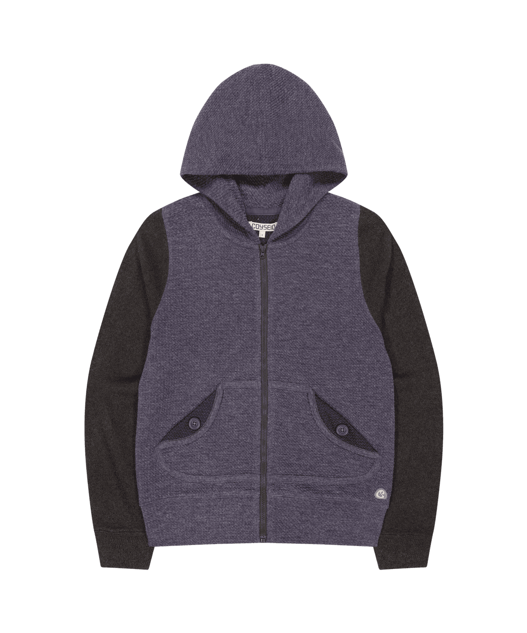 BUTTON POCKET ZIP-UP HOODIE PURPLE