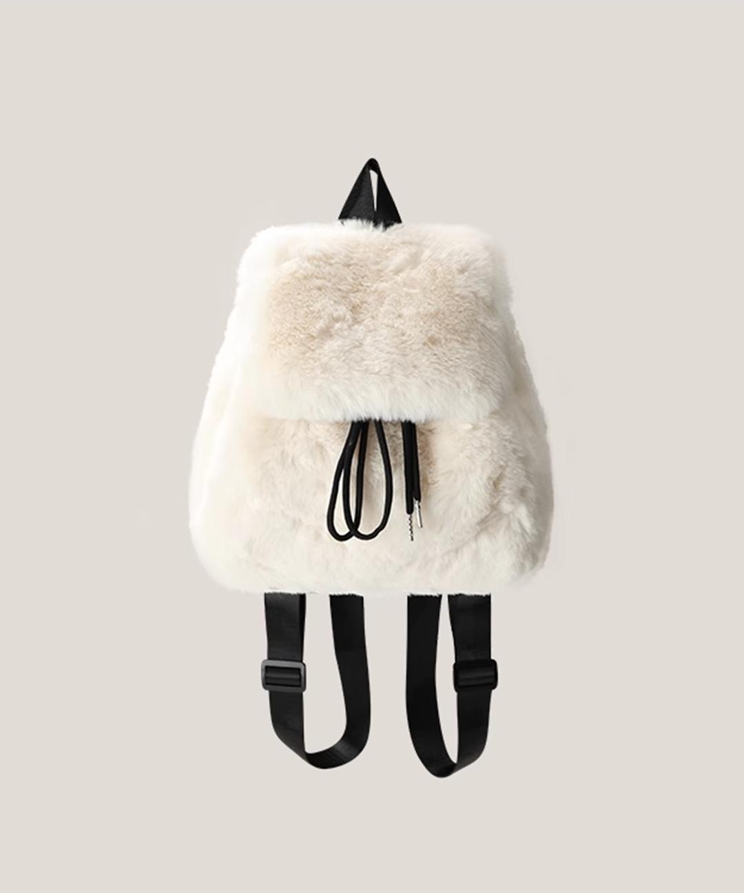 페이크퍼 에코퍼 밍크 퍼 미니 백팩 겨울 가방 블랙 아이보리 베이지 호피