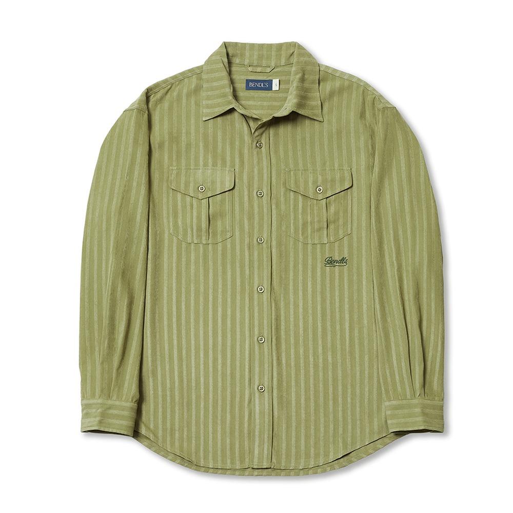 STRIPE WESTERN SHIRTS -L/KHAKI