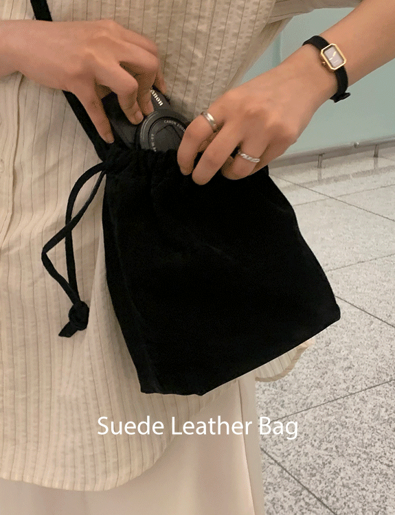 포츈 스웨이드 레더 백