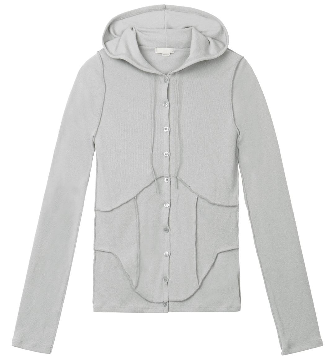 Corset line hoodie cardigan (Gray)