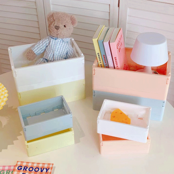 접이식 수납정리함 책상인테리어 데스크정리함 폴딩수납함 화장품정리함