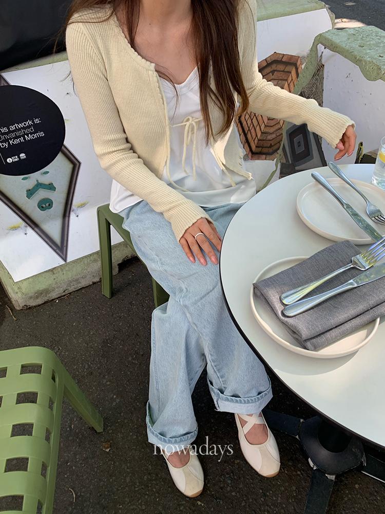 나우어데이즈 riette 리에뜨 리튼 데님 팬츠 코튼 일자 와이드 연청 청바지