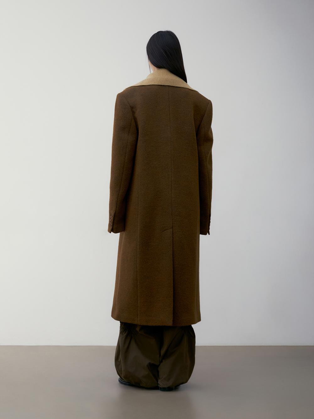 FLUFFY WOOL SINGLE MAC COAT_BROWN