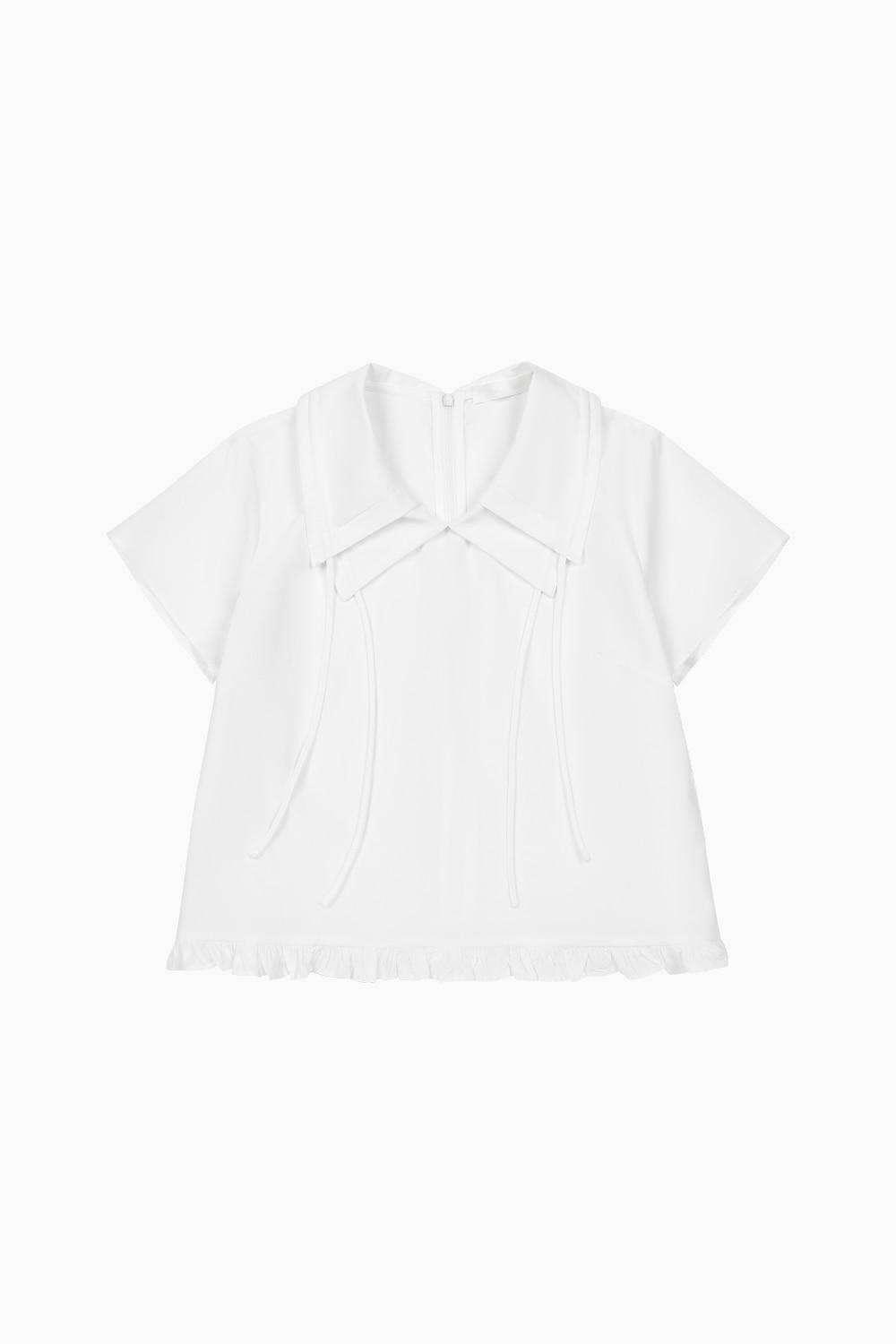 [5/28 예약배송] SAILOR COLLAR FRILL BLOUSE, WHITE