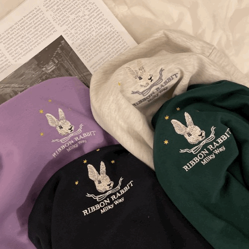 [토끼로고/4color] 심플 래빗 카라 맨투맨