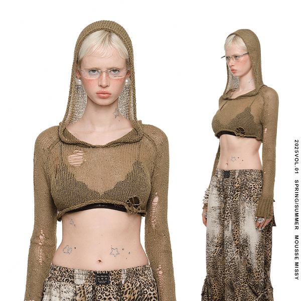 1JINNSTUDIO Bead Short Hooded Top