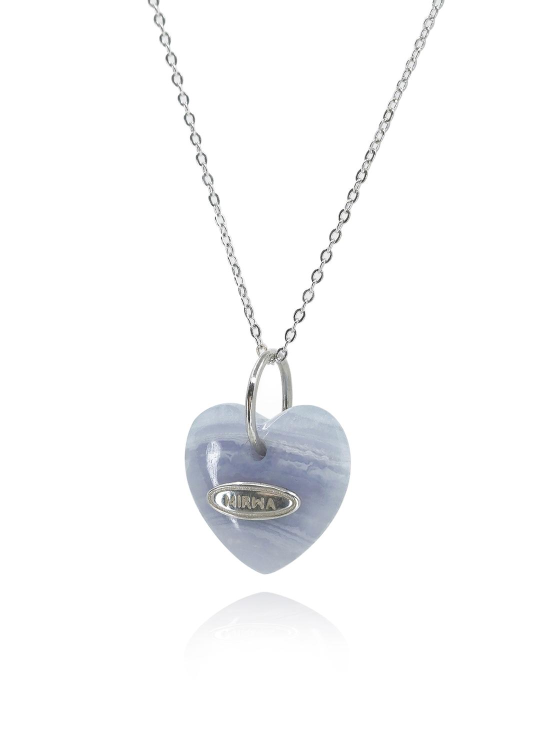 Blue lace agate heart necklace