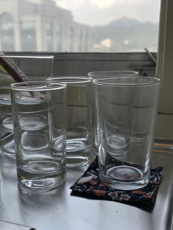 흰_일자 유리컵 2종