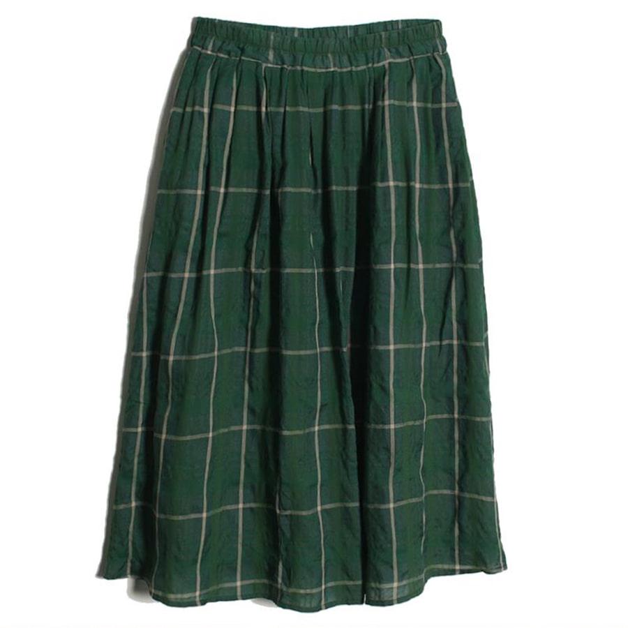 wide check skirt
