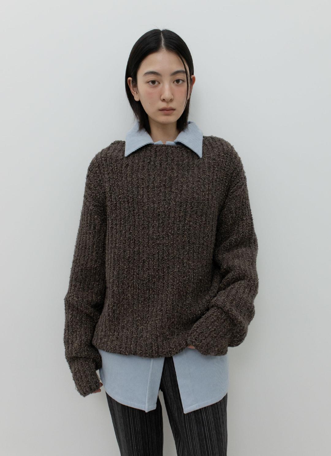 25FW BOATNECK LOOSE FIT KNIT / BROWN