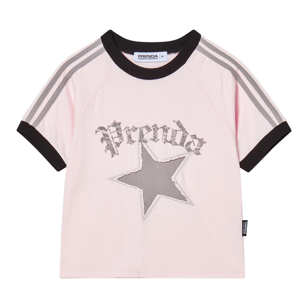 [7/4일 예약 배송]STAR CUT-OFF COLORING RAGLAN TEE PINK