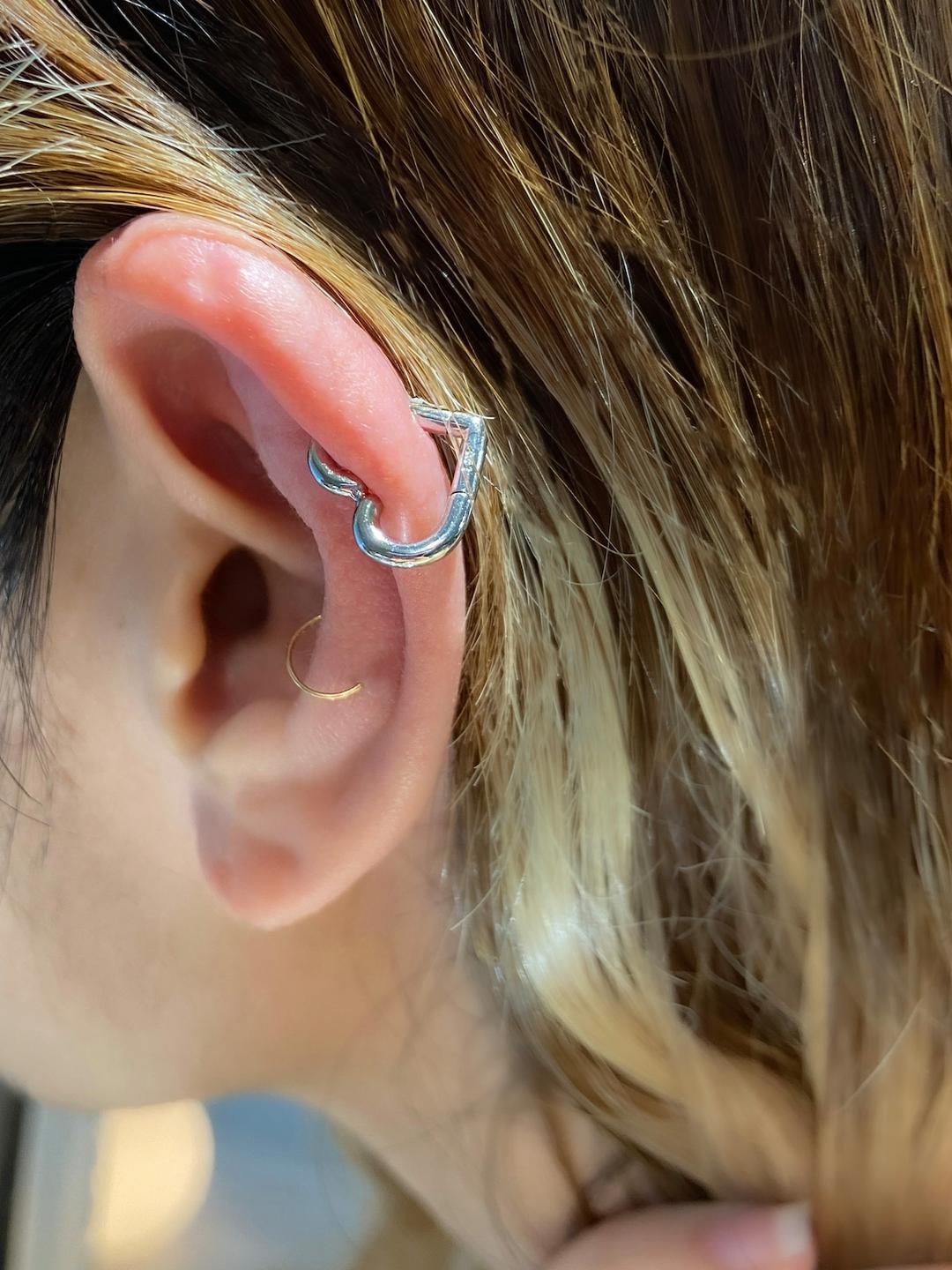 Heart Daith body jewelry clicker 14G #LJ22036P　K18YG K18PG Pt950 | LANIE powered by BASE