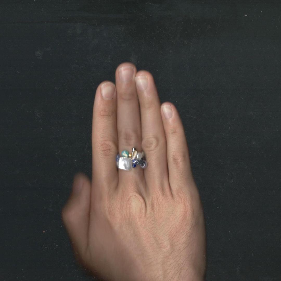 pearl blue line ring