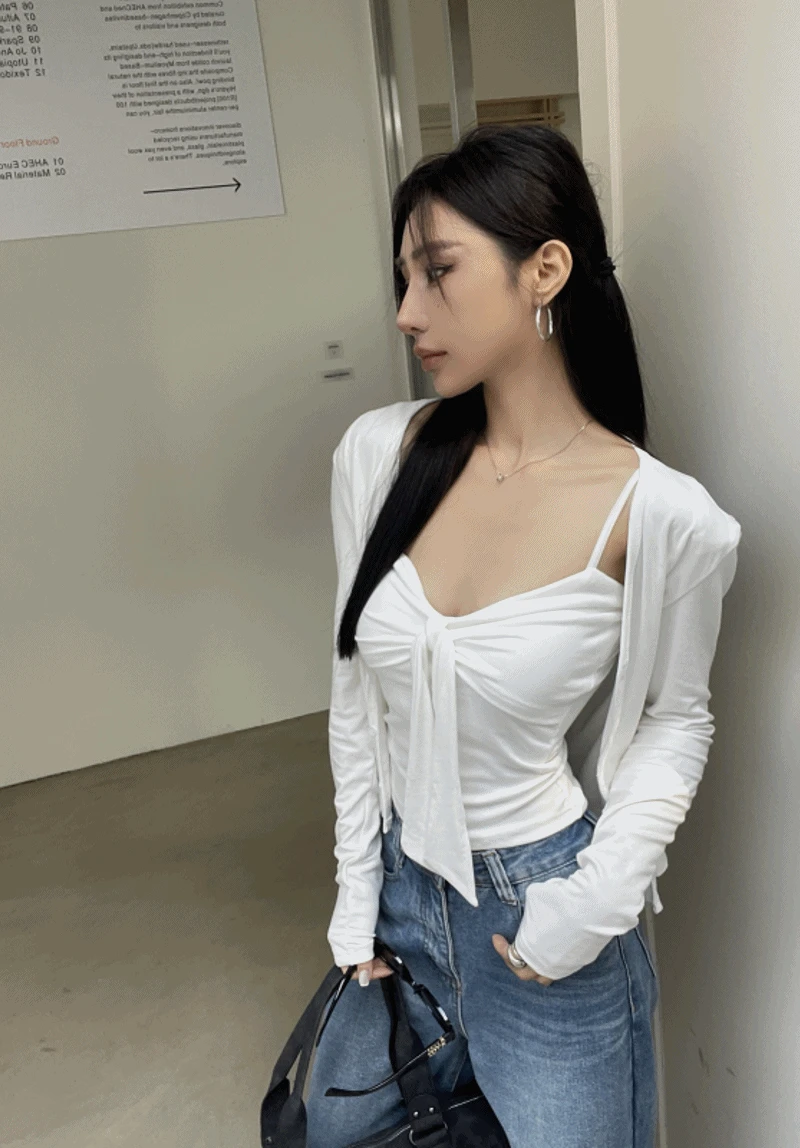 글램 타이 나시 가디건 세트(8552)