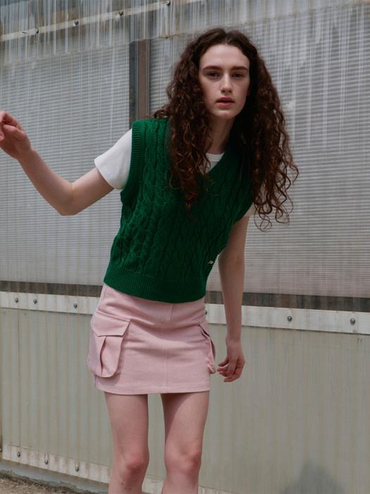 R BASIC V-NECK KNIT VEST_GREEN