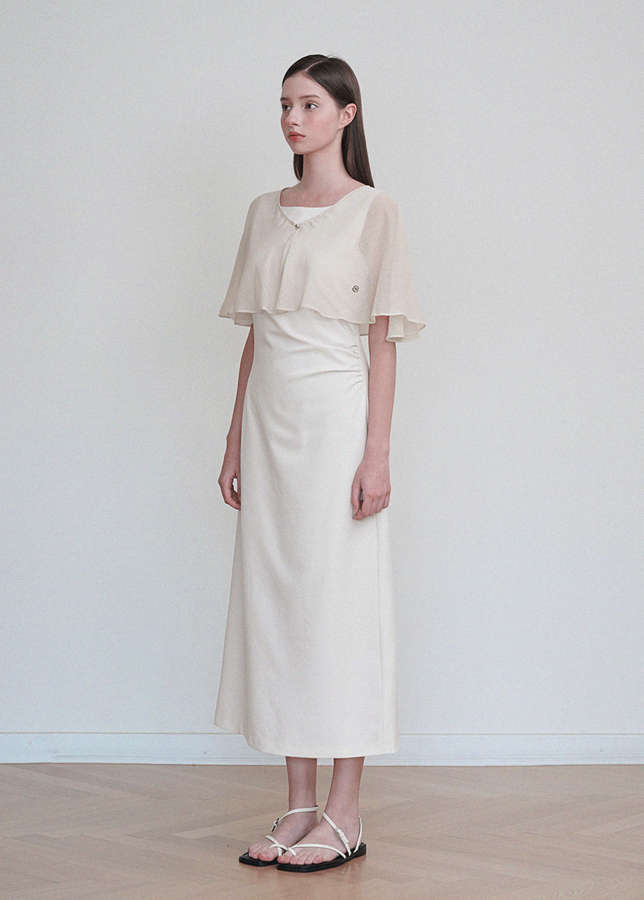 미케네 [44-120]  Elodie Bustier Dress-Cape Setup   엘로디 뷔스티에 드레스-케이프 셋업 (여름/클래식룩/격식룩/하객룩/출근룩/2부드레스/오피스룩/롱드레스/슬리브리스/케이프/자체제작/빅사이즈)