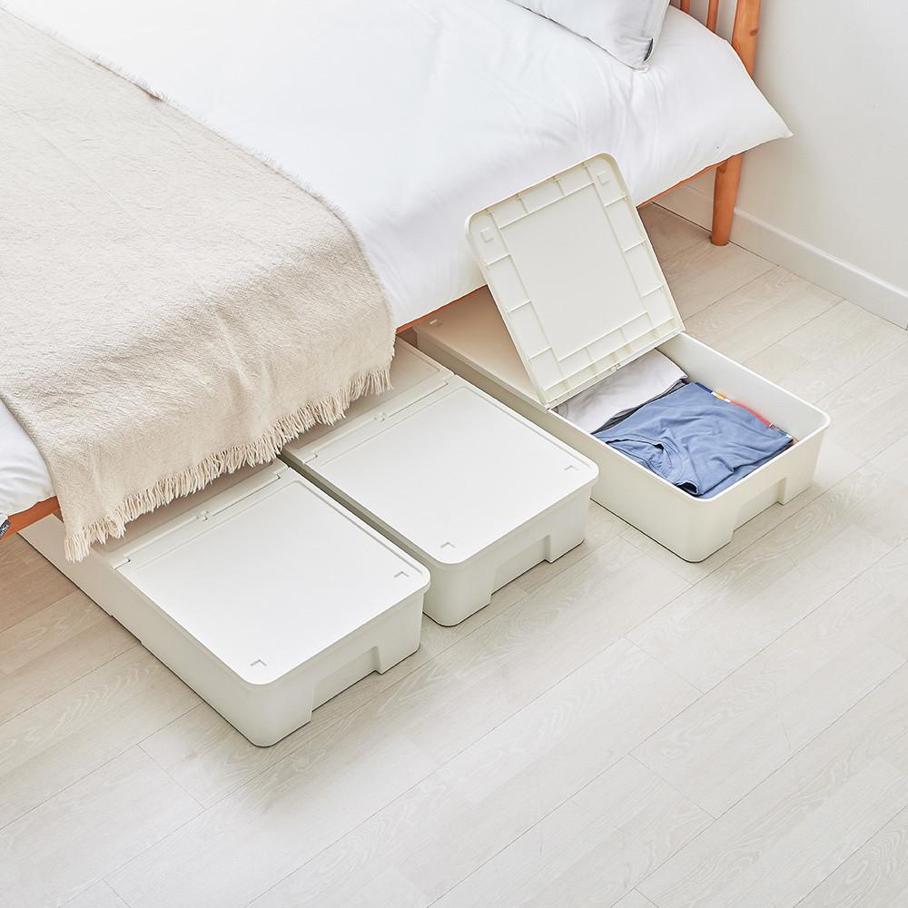 바퀴가 달린, 반반 열리는 언더베드 수납장 단품/1+1